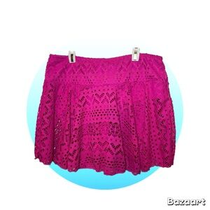 REKITA Women's X-Large Swim Skirt Pink Lace Skort Bikini Bottom